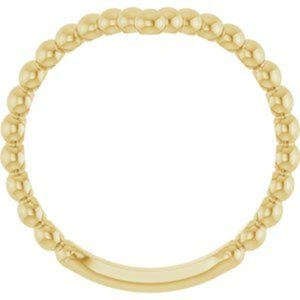 14k Yellow Beaded Stackable V Ring - image 2